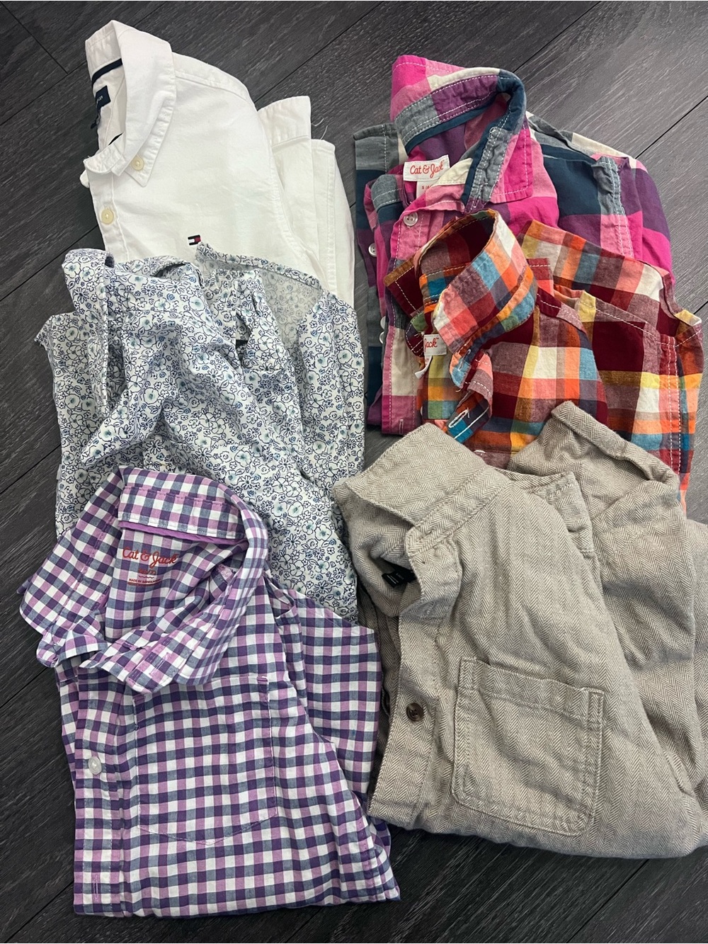 Cat & Jack Multi-Pattern Button-Up Shirts - Purple, Pink, Orange, White, Gray
